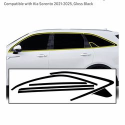 2021-2025 Kia Sorento Side Window Chrome Overlay Gloss Black