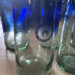 Set of 8 NEW 16 oz. Green/Blue Recycled Glass Highball Glasses