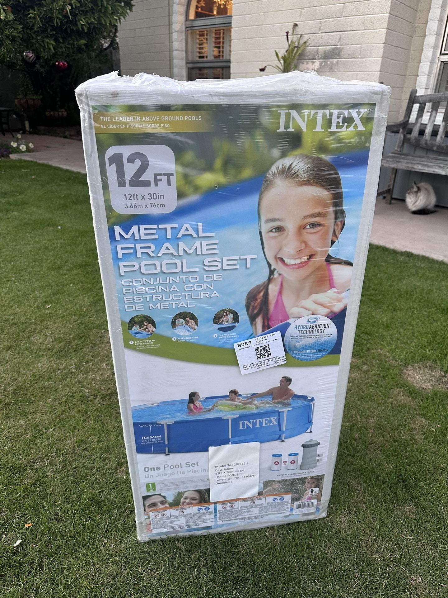 Intex 12ft x 12ft x 30in Metal Frame Above-Ground Pool w/ Filter Pump – NEW