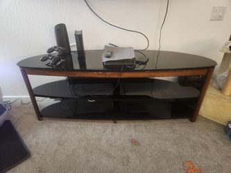 Tv Stand Glass/Solid Heavy Wood