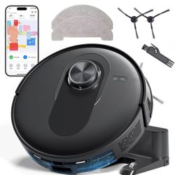 Robot Vacuum Cleaner with Mop, Ultra Strong 6000Pa Robotic Vacuum with Lidar Navigation, 5 Real-Time Mapping, WiFi/Alexa/APP Remote Control
