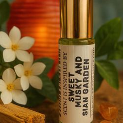 Luxury Perfume Oil 10ml | Sweet Floral, Musk, Sandalwood & Amber Blend  Immerse yourself in the serene beauty of Sweet and Musky Asian Garden, a luxur