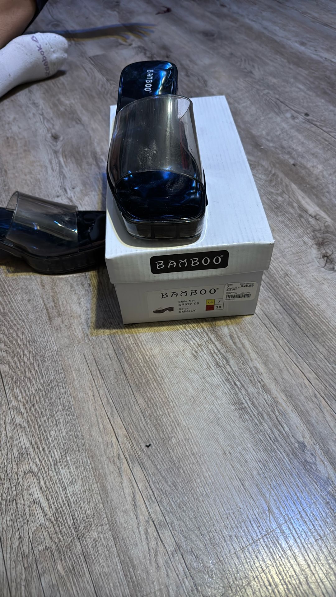 Clear, Bamboo Shoes, Black Interior Size 7 For $5