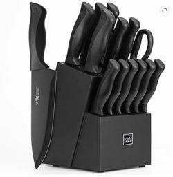 Black Knife Block Set with Scissors
