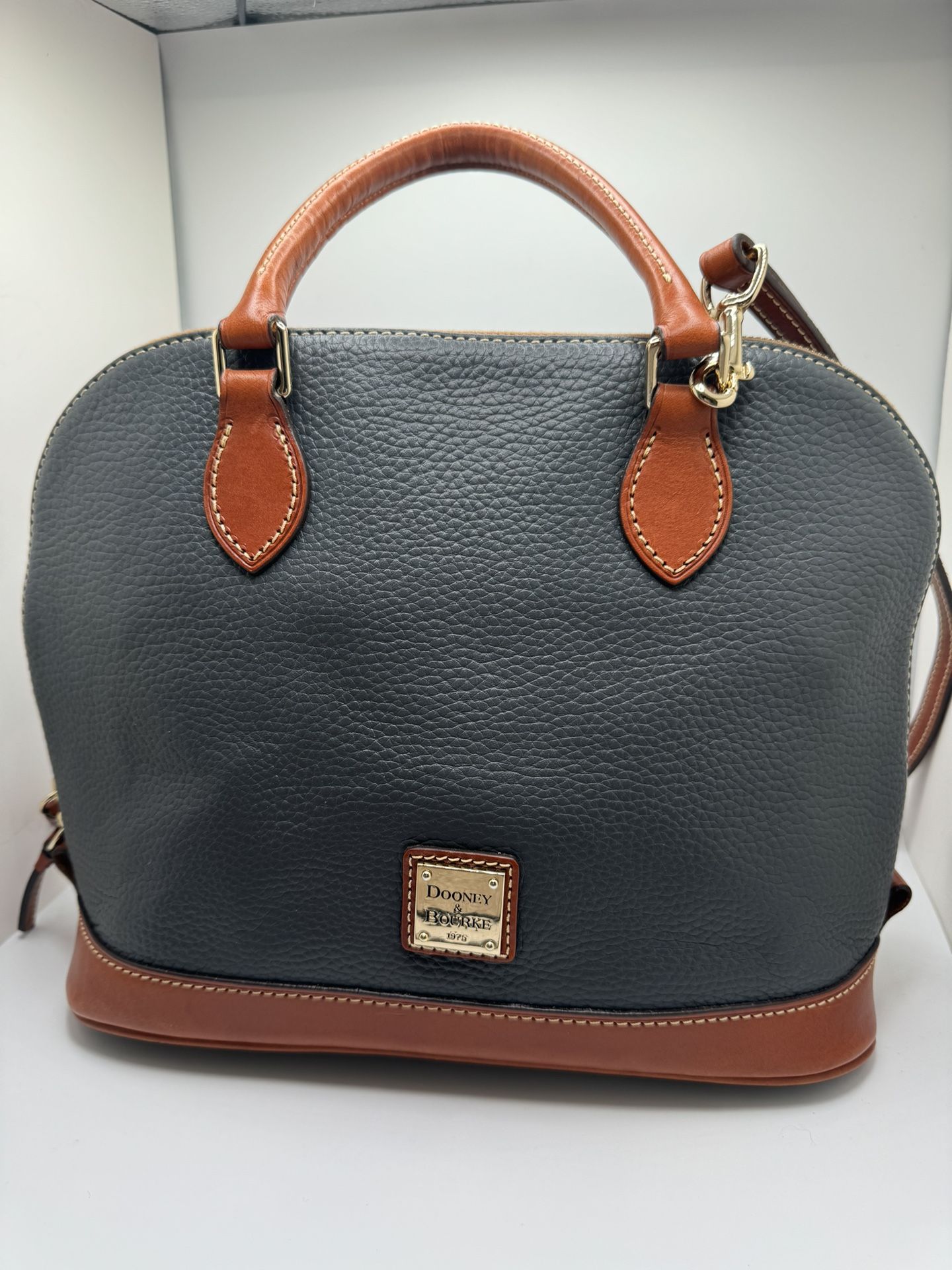 DOONEY & BOURKE Pebble Grain Leather Charli Satchel Top Handle Bag Purse Black