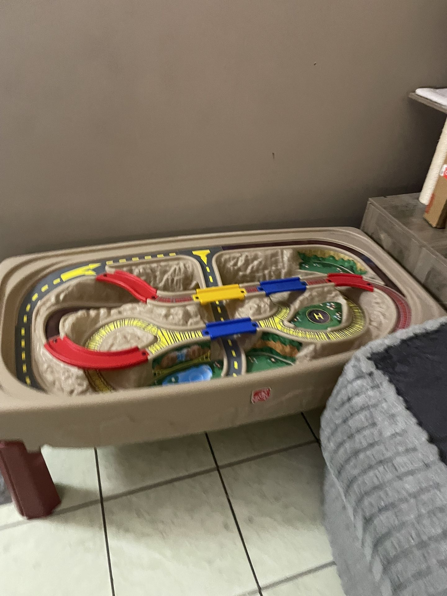 Train Car Tracks and Table