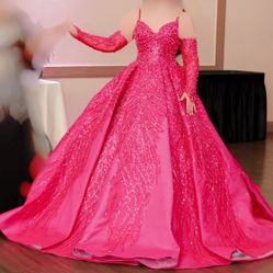  Stunning Hot Pink Ball Gown – Custom Formal/Quinceañera/Prom Dress