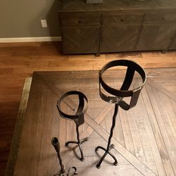 Crate & Barrel Custom Iron Candle Holder Set – Rustic / Farmhouse Decor