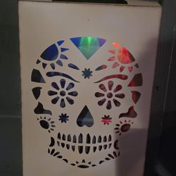 Solar Metal Outdoor Lightup Skull Art