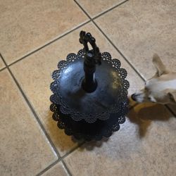 Vintage Black Serving Stand/Jewelry Organizer