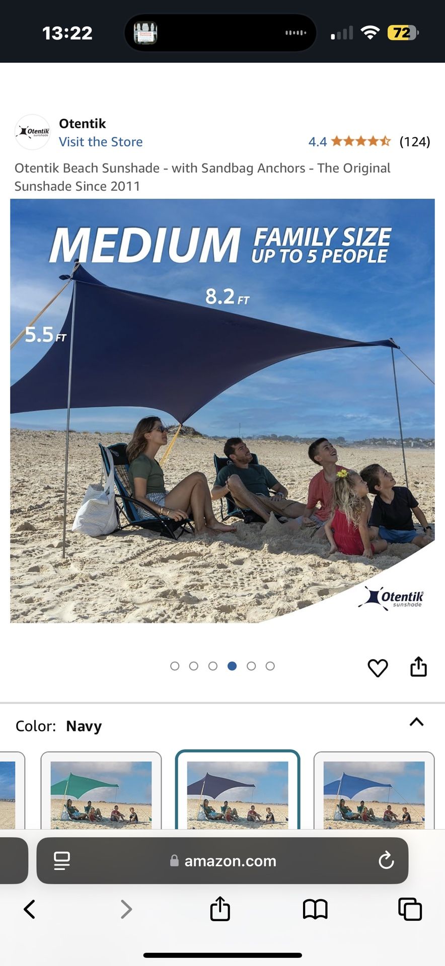 Sunshade Beach Shade With Travel Backpack - Otentik $50