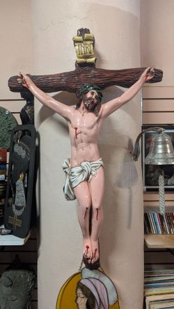 Vintage Large Crucifix Wall Cross Jesus INRI Religious Decor Statue