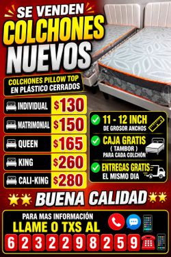Colchones nuevos biene con su base de box apring gratis