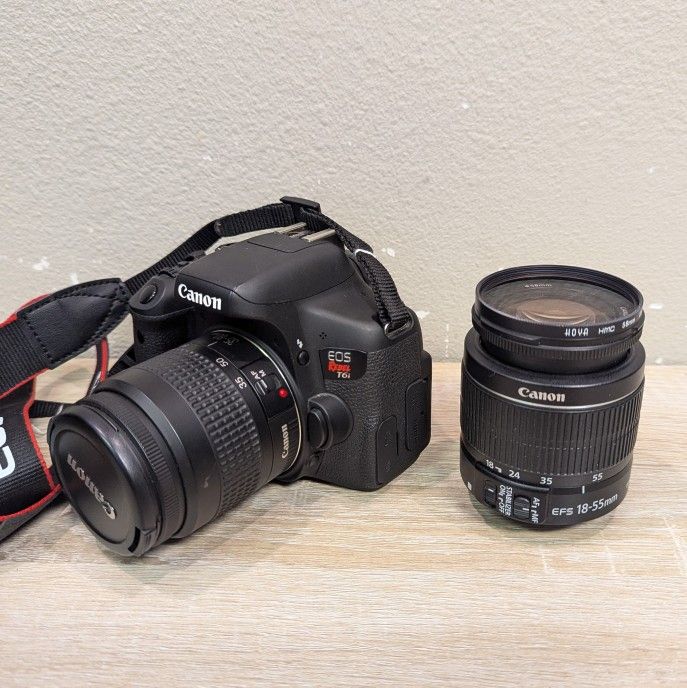 Canon Rebel T6i EOS DSLR w Lenses& Battery