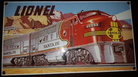 lionel sante fe porcelain sign
