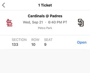 Padres Game Ticket 