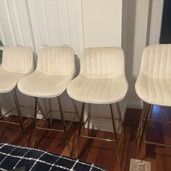 Cream Velvet Fabric Bar Stools (qty 4)