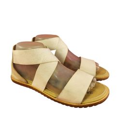 SOREL WOMAN BEIGE LEATHER GLADIATOR SANDALS SIZE 8/39



