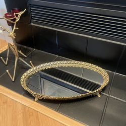 Oval Mirrored Vanity Tray Or Platter