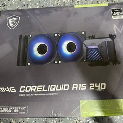 CPU Cooler MSI MAG Coreliquid A15 240mm AIO — Brand New Sealed — LGA1700/1851 AM5/AM4 — ARGB