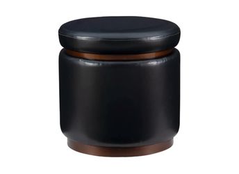Linon Black PU storage ottoman