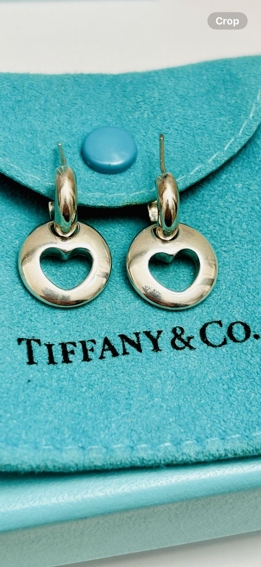 Tiffany And Co Sterling Silver Vintage Heart Cut Out Earrings