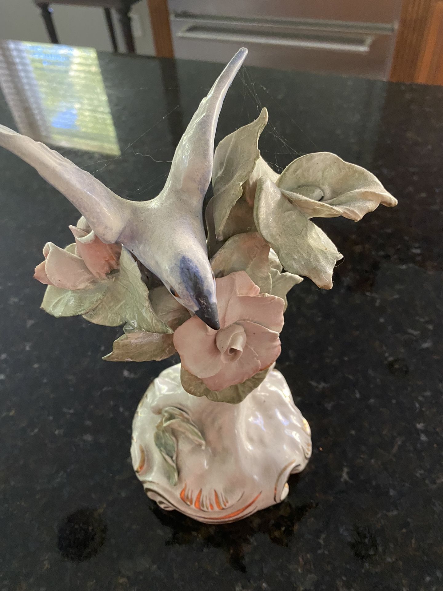 RARE CORDEY CHINA CO. CYBIS PORCELAIN #6023 BIRD FIGURINE ON PINK WILD ROSE