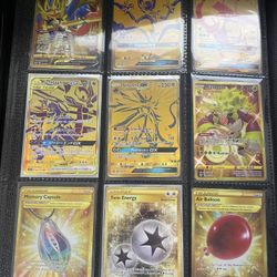Pokemon 3 binder pages with rare (gold,ex,mega and v ) cards