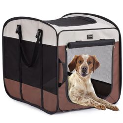 DONORO Dog Kennels and Crates for Medium Dogs, Portable Pop Up Indoor Pet Cage with Sturdy Wire Frame, Collapsible Travel Crate #3429RUP1