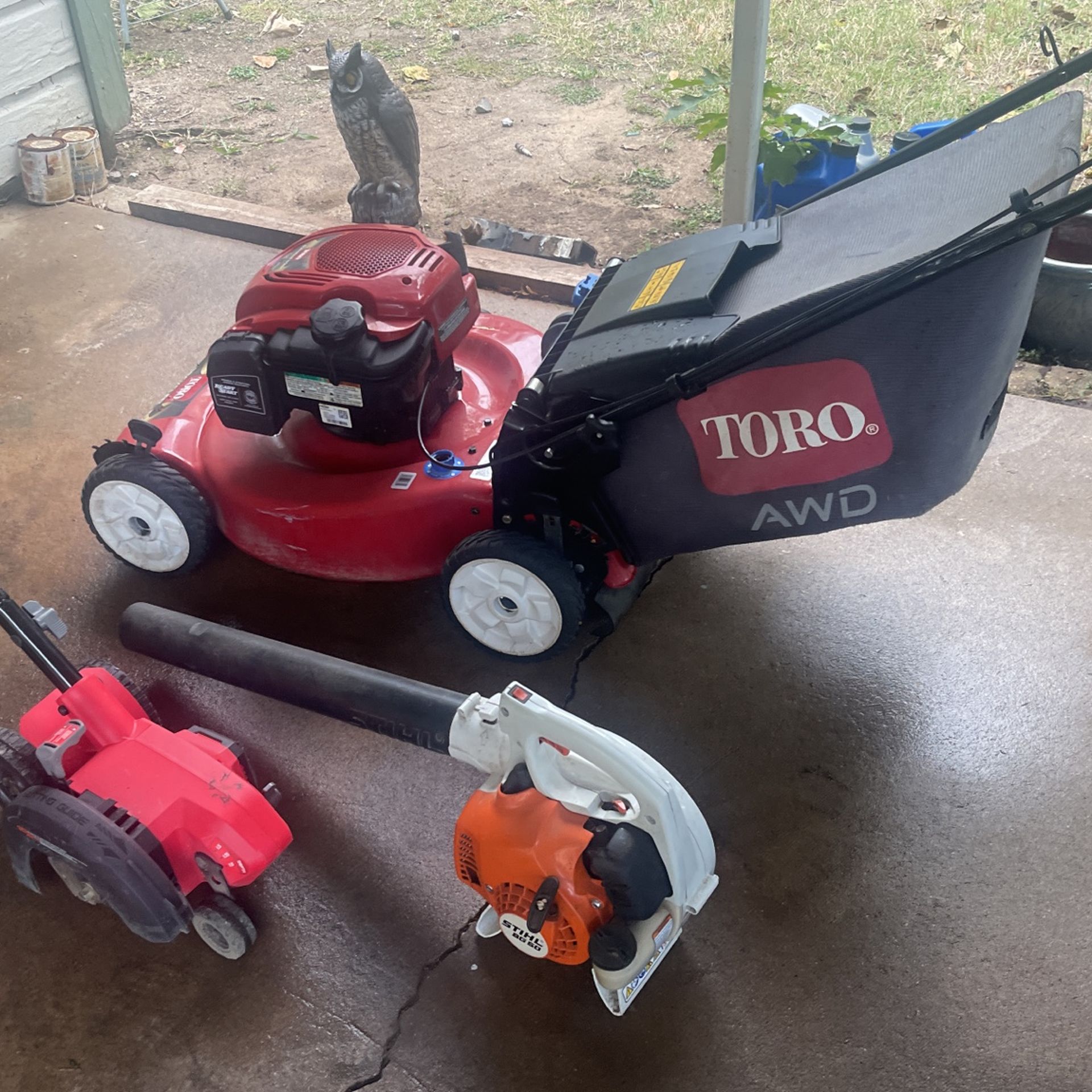 A Toro Lawn,mower  Blower, Stihl And A Edger