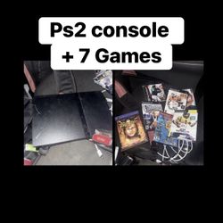 Ps2 Console/Game System +7 Games+ Two Controllers