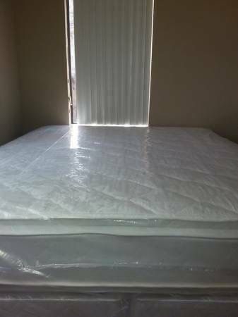 New King Thick Pillow Top Mattress And Box Spring. Delivery Is Available