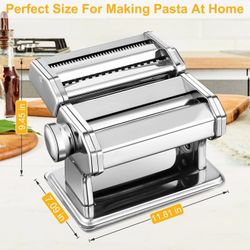 Sailnovo 3-in-1 Pasta Maker with 9-Setting Pasta Roller & Cutters, Silver