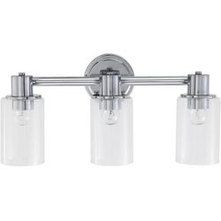  3-Light Vanity Lights for Bathroom Fixture, 19" L, Chrome ,Clear Glass Shade (3-Light