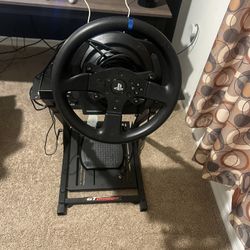 Thrustmaster T300 Wheel, With Stand And Extra Set Of Pedals 