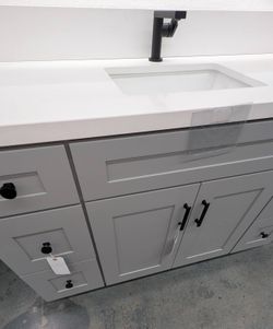 Pure White Bathroom Vanity Top, White Quartz Vanity Top for Bathroom, Bathroom Sink Included, Pure White Quartz for Bathroom , Bathroom Cabinet Top