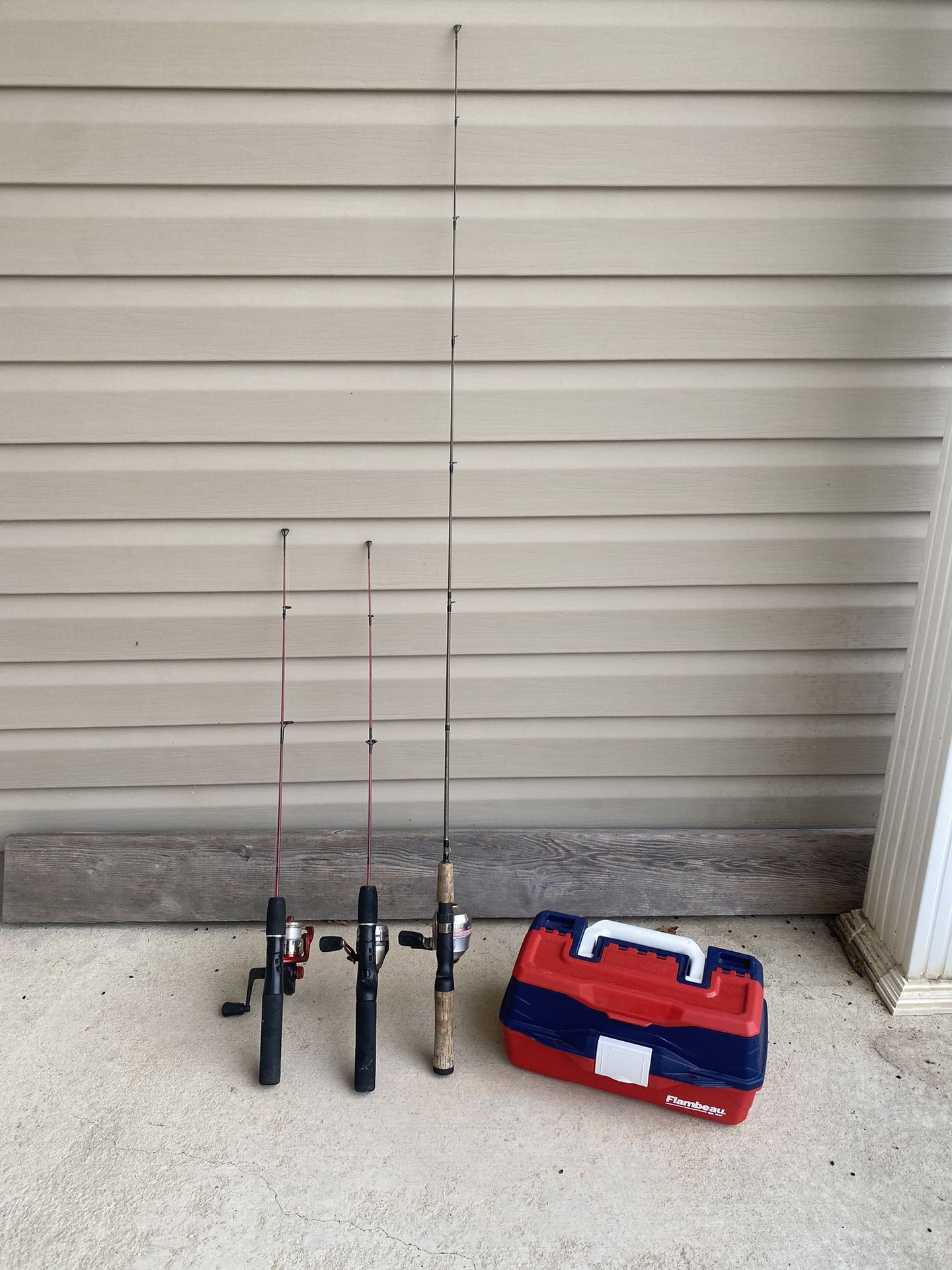 3 Small Rods And Tackle Box