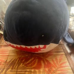 LARGE FIESTA BLUE & RED SHARK PLUSHIE 