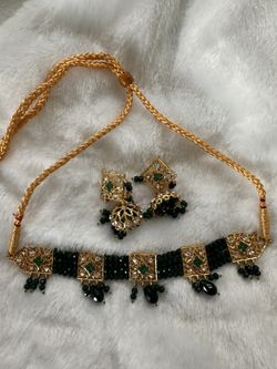 Green Indian Pakistani Jewelry Set