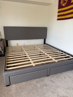 King Size Bed Frame with 4 Storage Drawers