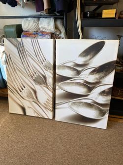 Canvas Spoon & Fork Wall Art $25both