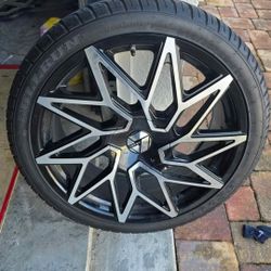22'' Rims And Tire. Great Fit For Multiple Vehicles