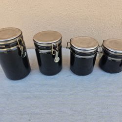 Vintage Alco Black Ceramic Canister Set