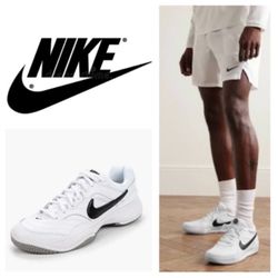 NEW!  Nike Men's Court Lite Tennis Shoes in White/Black/Medium Grey - AH9067-100