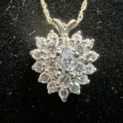 ❤️💎 14KT Yellow & White Gold 1.20ct Natural Diamond Heart Pendant
