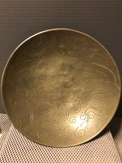 Large Antique Chinese Brass Plate