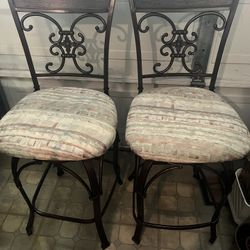 Swivel Wrought Iron Bar Stools