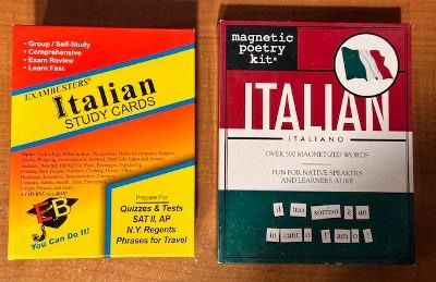 ITALIAN LANGUAGE STUDY LOT ( STUDY CARDS & MAGNETIC POETRY KIT)