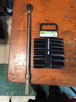 WRIGHT TOOL TORQUE WRENCH 4478 and PITTSBURGH METRIC 1/2” DRIVE DEEP IMPACT SOCKET SET