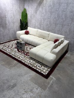 Beige Modern L Sectional Sofa